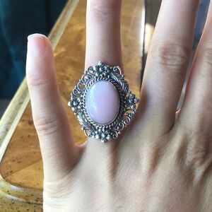 Natural Pink Opal Sterling Silver Ring Size 7